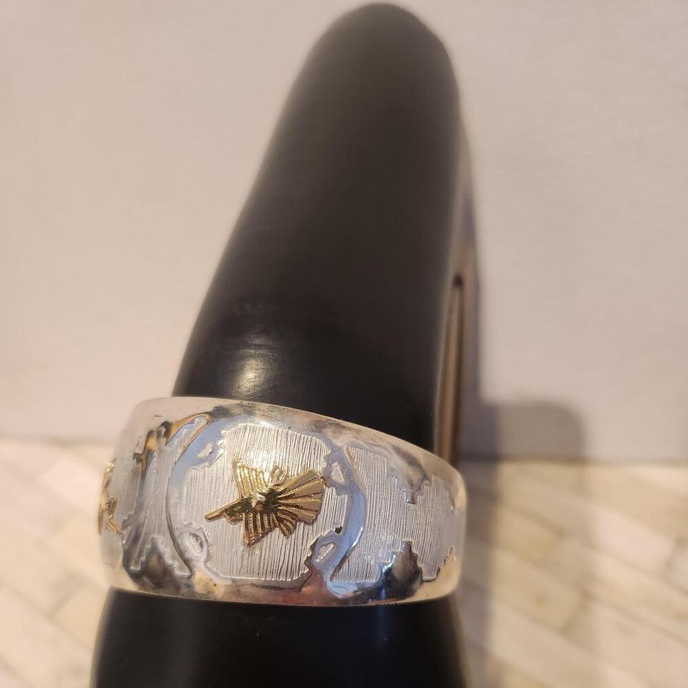 950 sterling silver & gold cuff bracelet